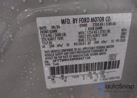 2024 Ford Maverick Xlt from USA, damaged, VIN 3FTTW8H35RRB67136